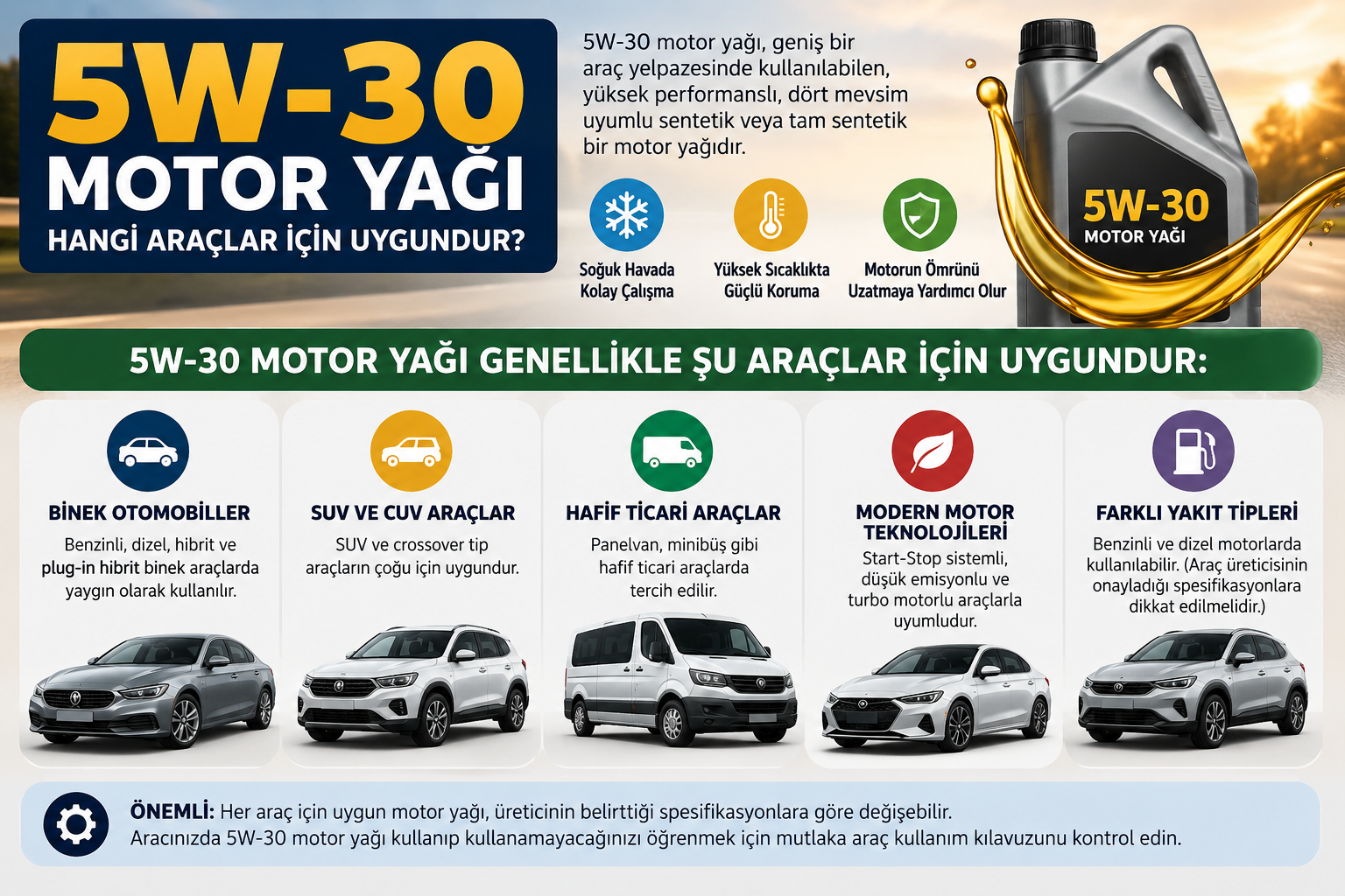 5W-30 Motor Yağı Hangi Araçlar İçin Uygundur?