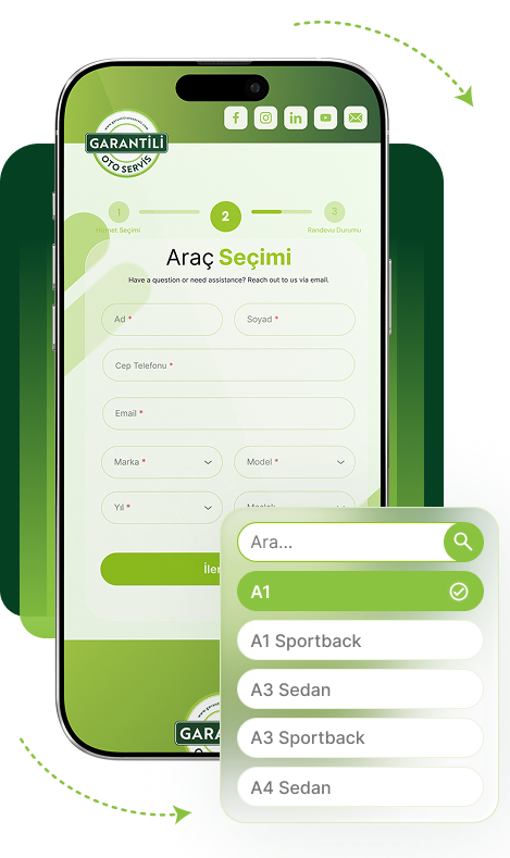 Mobil Uygulama - Araç Seçimi Ekranı